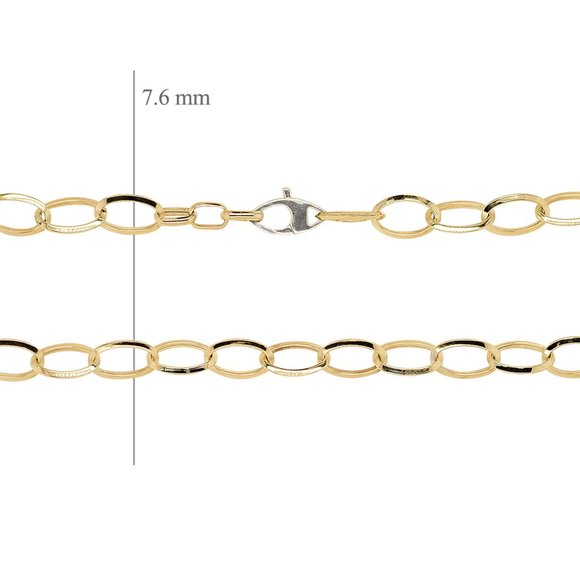 Cable Rolo Link Chain Necklace 14K Yellow Gold Italy - Picture 3 of 3